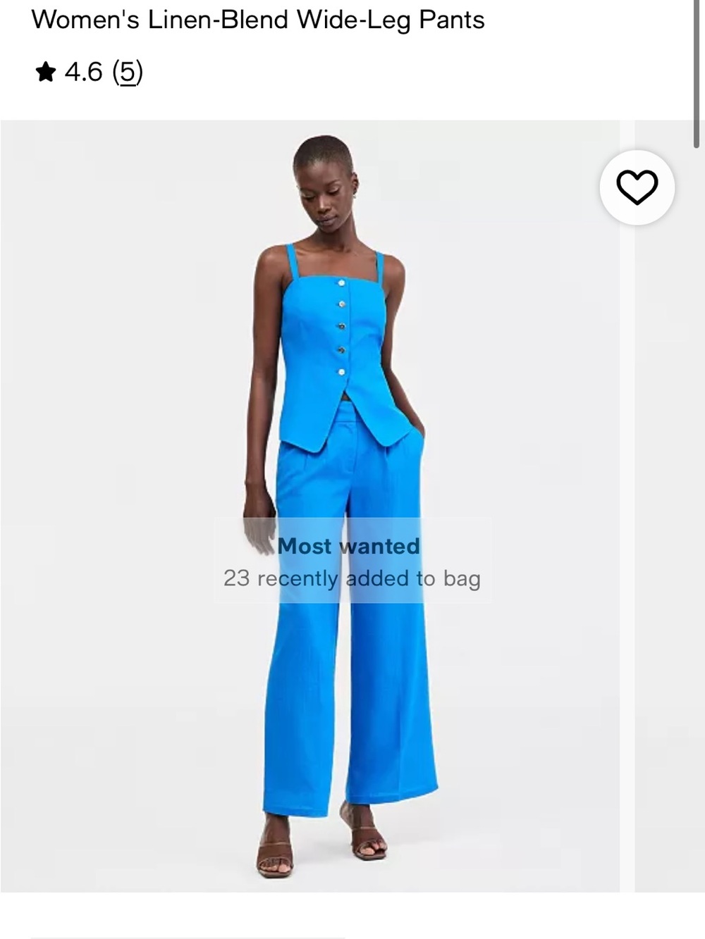 Tahari Bright Blue Wide-Leg Linen-Blend Pants size 16 nwt